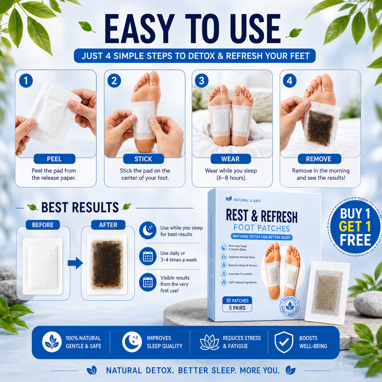 Rest & Refresh™ Foot Patches | Buy 1 Get 19 Free 🌿