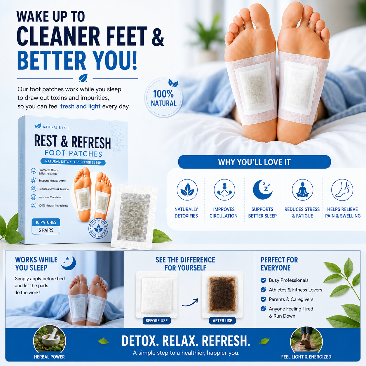 Rest & Refresh™ Foot Patches | Buy 1 Get 19 Free  🌿