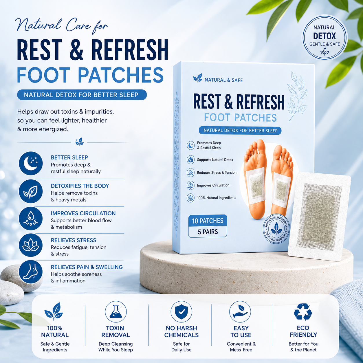Rest & Refresh™ Foot Patches | Buy 1 Get 19 Free  🌿